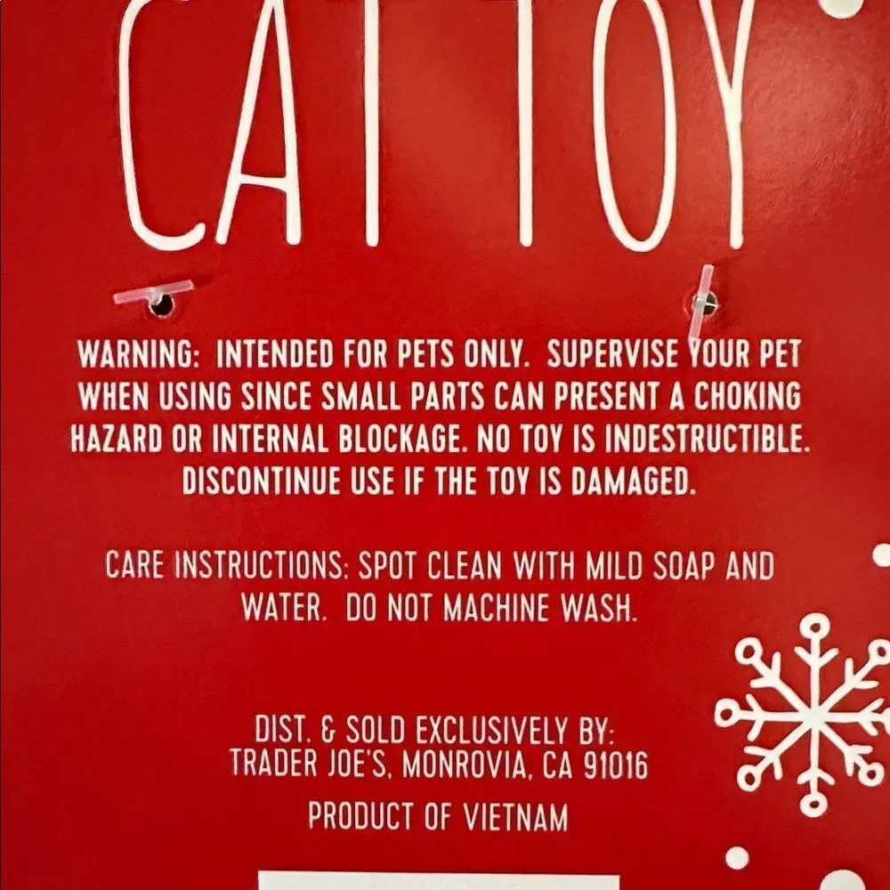 Trader Joe's Cat Toy with Red and Brown Mouse Design Holiday Festive
